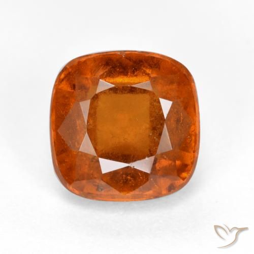2.33ct Natural Amber Orange Hessonite Garnet, Cushion, SI