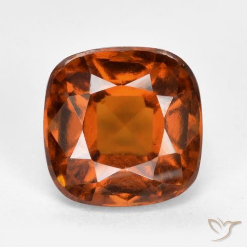 2.36ct Natural Medium Orange Hessonite Garnet, Cushion, VS-SI