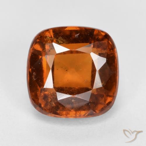 2.30ct Natural Dark Orange Hessonite Garnet, Cushion, VS-SI