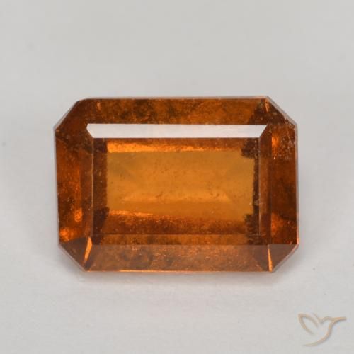 1.50ct Natural Medium-Dark Orange Hessonite Garnet, Emerald Cut, VS-SI