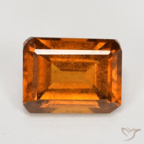 2.13ct Natural Medium Orange Hessonite Garnet, Emerald Cut, VS-SI