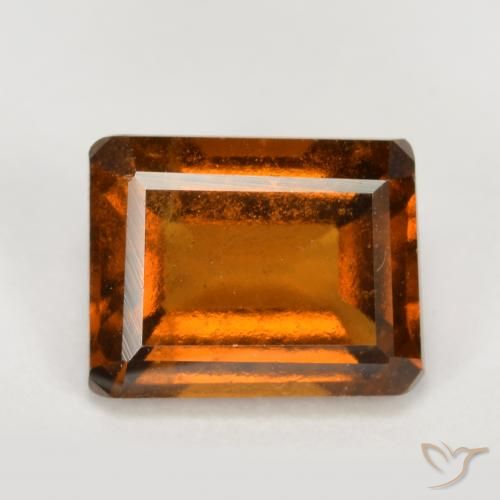2.12ct Natural Deep Orange Hessonite Garnet, Emerald Cut, VS