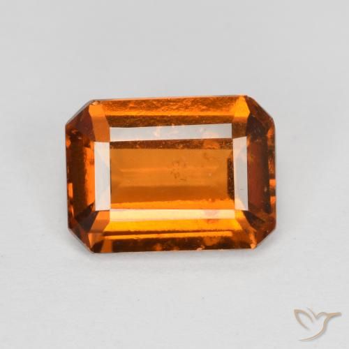 1.92ct Natural Medium Orange Hessonite Garnet, Emerald Cut, VS-SI