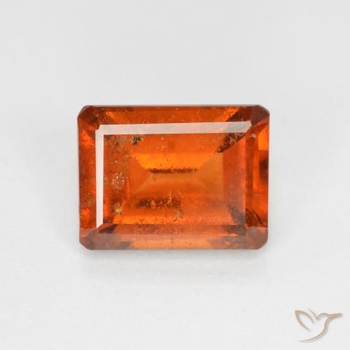 1.98ct Natural Medium Orange Hessonite Garnet, Emerald Cut, SI