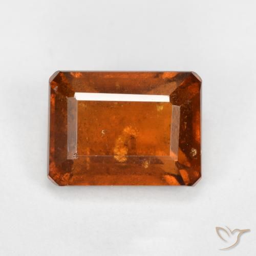 2.31ct Natural Amber Orange Hessonite Garnet, Emerald Cut, SI