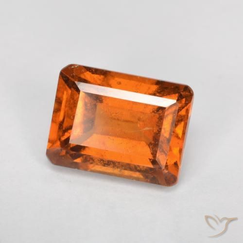 2.27ct Natural Deep Orange Hessonite Garnet, Emerald Cut, SI