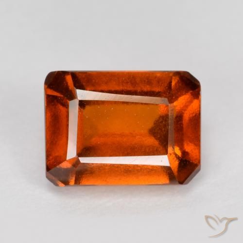 1.57ct Natural Fire Orange Hessonite Garnet, Emerald Cut, VS-SI