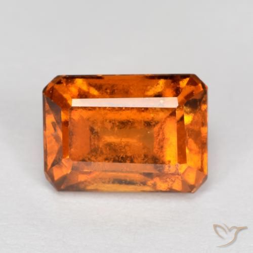 1.48ct Natural Medium-Dark Orange Hessonite Garnet, Emerald Cut, SI