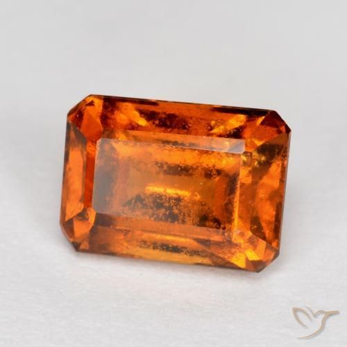 1.48 ct Orange Hessonite Garnet Stone, Natural Hessonite Garnet in Octagon Facet Shape for Sale
