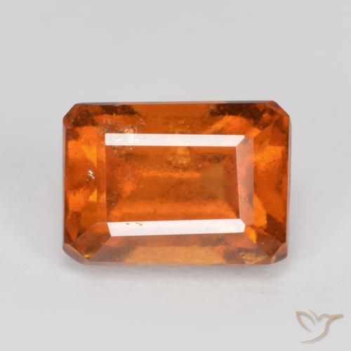 1.76ct Natural Deep Orange Hessonite Garnet, Emerald Cut, SI