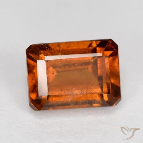 1.65ct Natural Deep Orange Hessonite Garnet, Emerald Cut, VS-SI