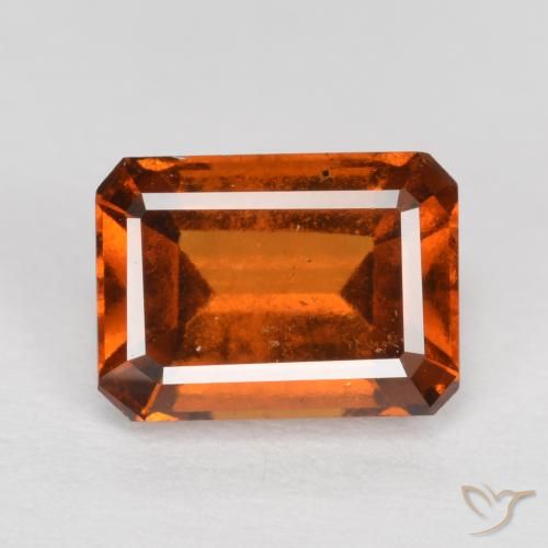 1.37ct Natural Amber Orange Hessonite Garnet, Emerald Cut, VS