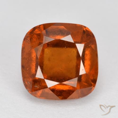2.18ct Natural Fire Orange Hessonite Garnet, Cushion, VS-SI