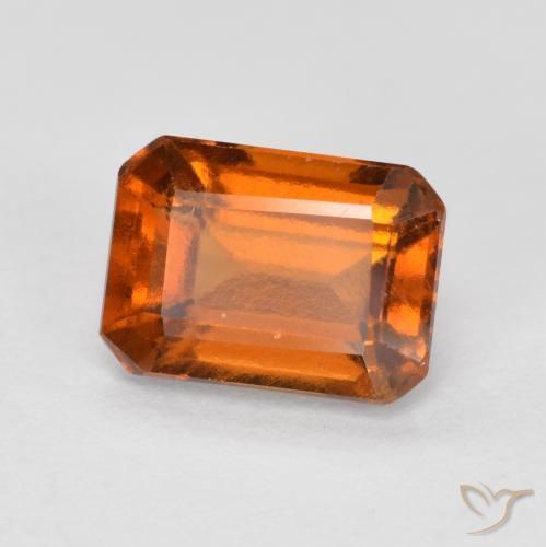 1.34ct Natural Medium Orange Hessonite Garnet, Emerald Cut, VS-SI