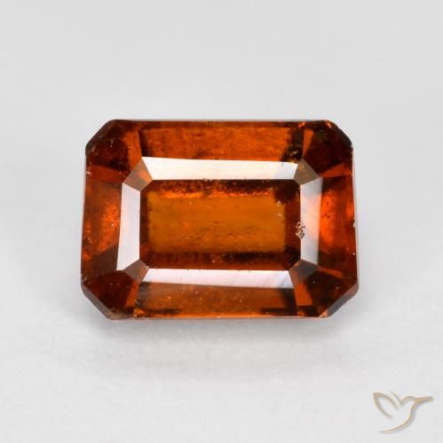 1.72ct Natural Amber Orange Hessonite Garnet, Emerald Cut, VS-SI