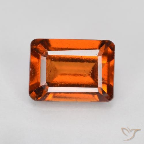 1.47ct Natural Reddish Orange Hessonite Garnet, Emerald Cut, VS