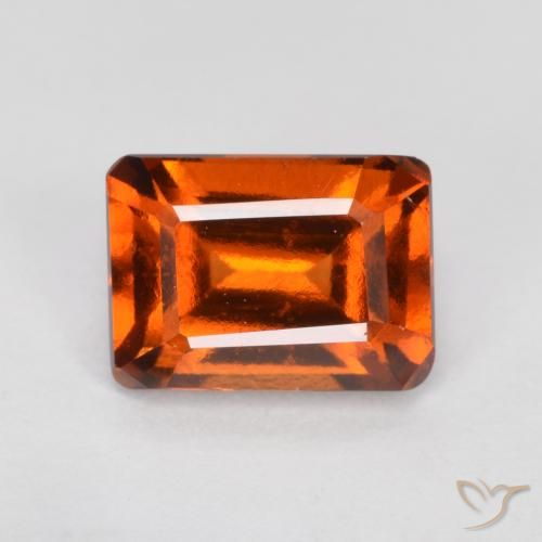 1.38ct Natural Amber Orange Hessonite Garnet, Emerald Cut, VVS-VS