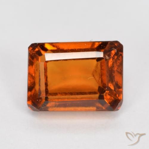 1.62ct Natural Reddish Orange Hessonite Garnet, Emerald Cut, VS