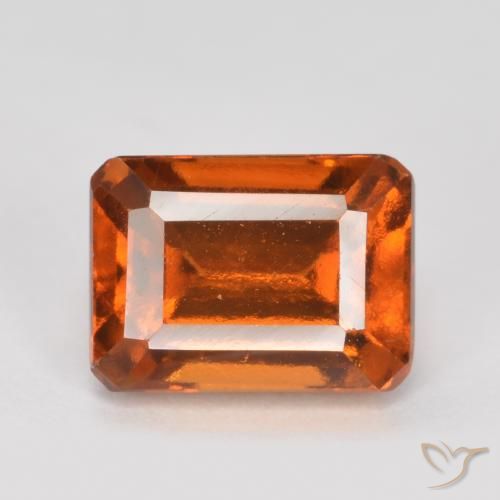 1.54ct Natural Amber Orange Hessonite Garnet, Emerald Cut, VVS-VS