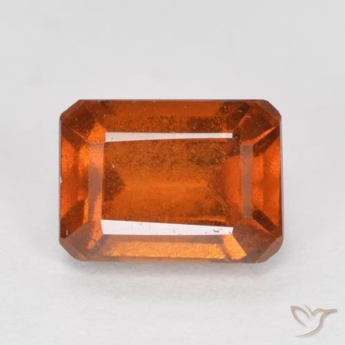 1.58ct Natural Reddish Orange Hessonite Garnet, Emerald Cut, SI