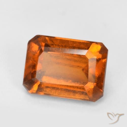 1.40ct Natural Deep Orange Hessonite Garnet, Emerald Cut, VS-SI