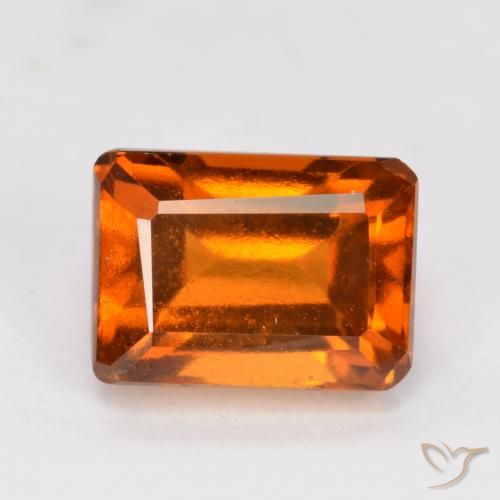 1.76ct Natural Deep Orange Hessonite Garnet, Emerald Cut, VVS-VS