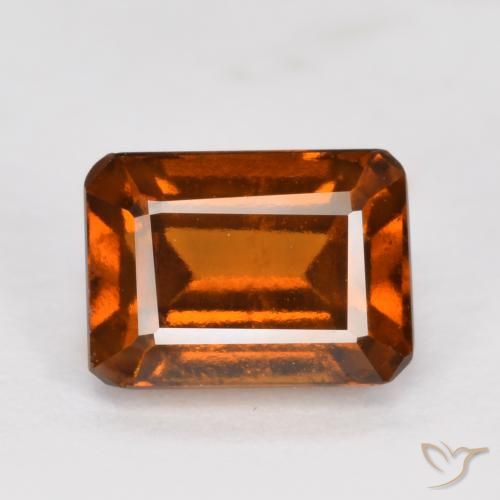 1.50ct Natural Deep Orange Hessonite Garnet, Emerald Cut, VVS-VS