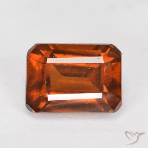1.58ct Natural Deep Orange Hessonite Garnet, Emerald Cut, VVS-VS