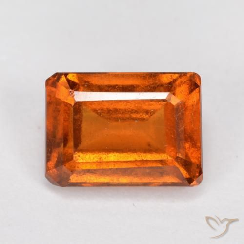 1.59ct Natural Medium Orange Hessonite Garnet, Emerald Cut, VS-SI