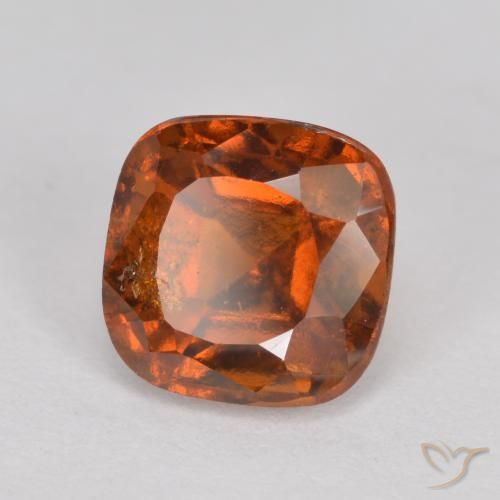 2,08 ct kissenschliff Hessonit-Granat aus Madagaskar, Größe: 7 x 6,9mm, Reinheit: SI, Garantiert echter Edelstein, 1 Stück Hessonit-Granat in Tieforange Farbe, Mohs-Härte von 6,5 - 7,5 Geeignet für den täglichen Gebrauch im Schmuck, Photo A