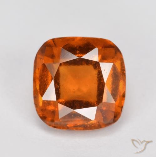 2.05ct Natural Amber Orange Hessonite Garnet, Cushion, VS