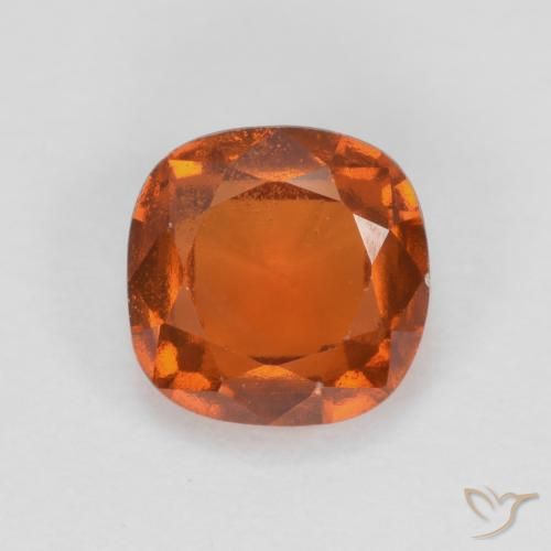 1.38ct Natural Amber Orange Hessonite Garnet, Cushion, VS-SI