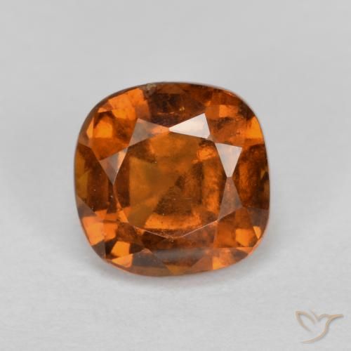 1.37ct Natural Amber Orange Hessonite Garnet, Cushion, VS-SI