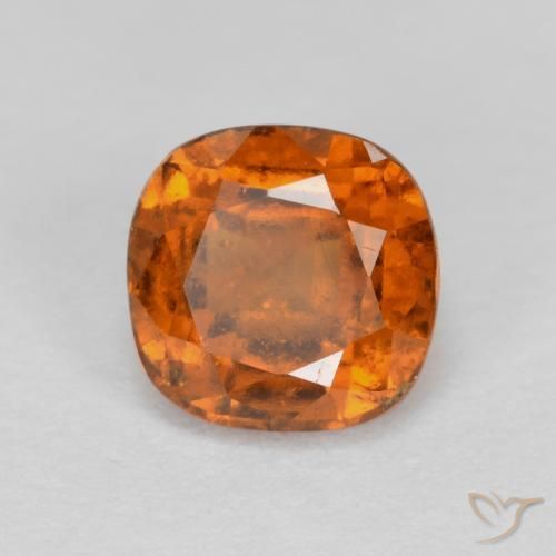 1.50ct Natural Deep Orange Hessonite Garnet, Cushion, VS-SI