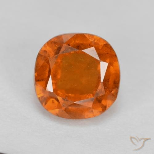 1.53ct Natural Medium Orange Hessonite Garnet, Cushion, VS-SI