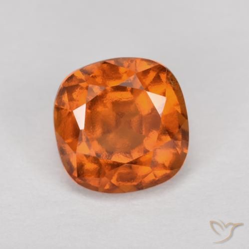 1.44ct Natural Deep Orange Hessonite Garnet, Cushion, VS-SI