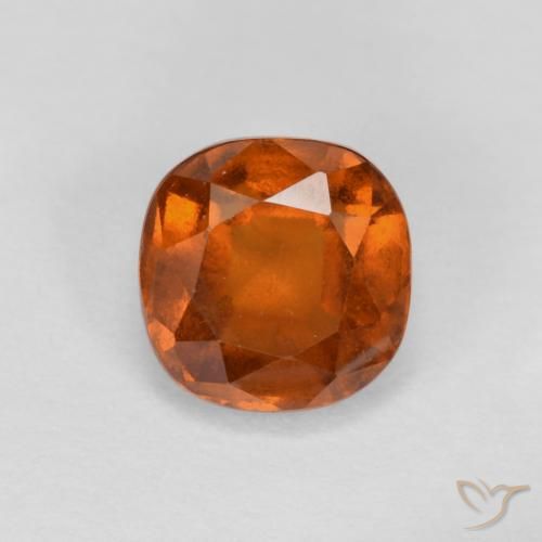 1.39ct Natural Deep Orange Hessonite Garnet, Cushion, VS-SI