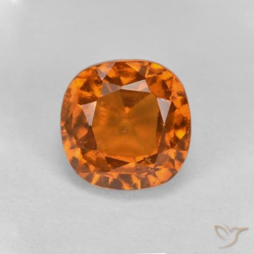 1.56ct Natural Deep Orange Hessonite Garnet, Cushion, VS-SI