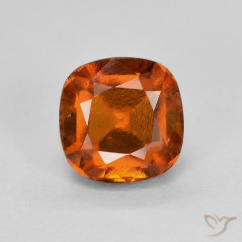 1.54ct Natural Amber Orange Hessonite Garnet, Cushion, VS-SI