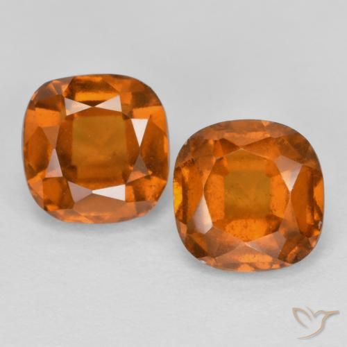 2.46 ct Orange Hessonite Garnet, 6.1 x 6.1 mm Cushion Cut From Sri Lanka, Photo A