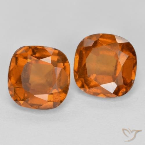 2.46 ctw Orange Hessonite Garnet Stones, Natural Hessonite Garnet in Cushion-Cut Shape for Sale