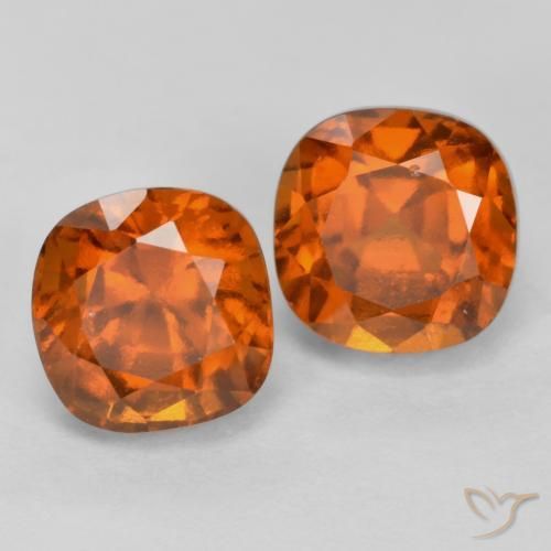 3.34 ct Orange Hessonite Garnet, 6 x 5.9 mm Cushion Cut From Sri Lanka, Photo A