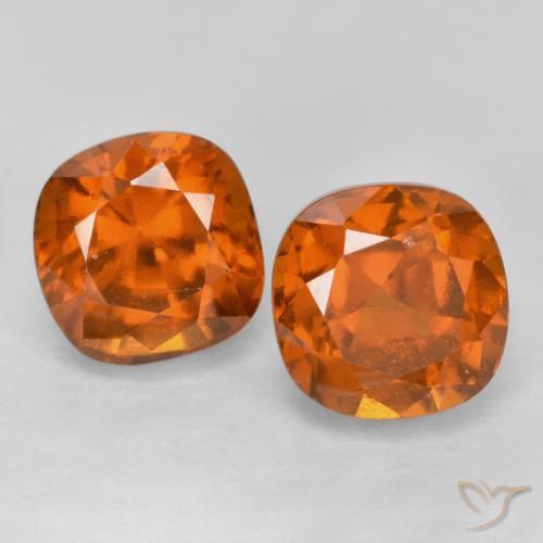 3.34 ctw Orange Hessonite Garnet Stones, Natural Hessonite Garnet in Cushion-Cut Shape for Sale