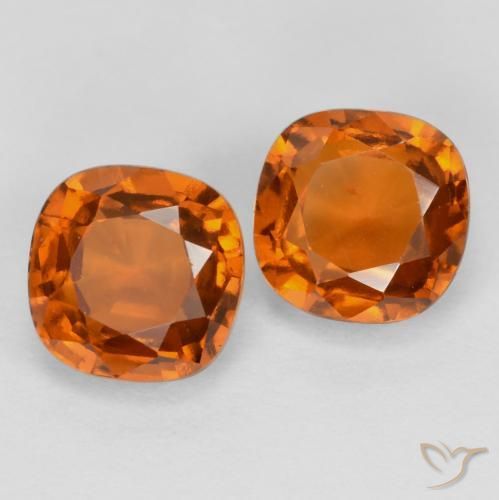 2.84 ctw Orange Hessonite Garnet Stones, Natural Hessonite Garnet in Cushion-Cut Shape for Sale