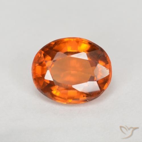 1.26 ct Orange Hessonite Garnet Stone, Natural Hessonite Garnet in Oval Facet Shape for Sale