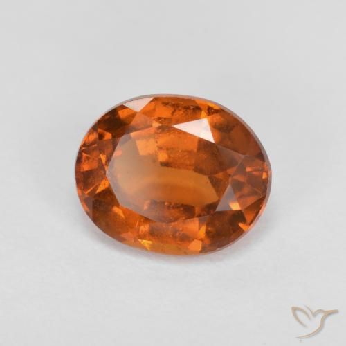 1.68 ct Orange Hessonite Garnet Stone, Natural Hessonite Garnet in Oval Facet Shape for Sale