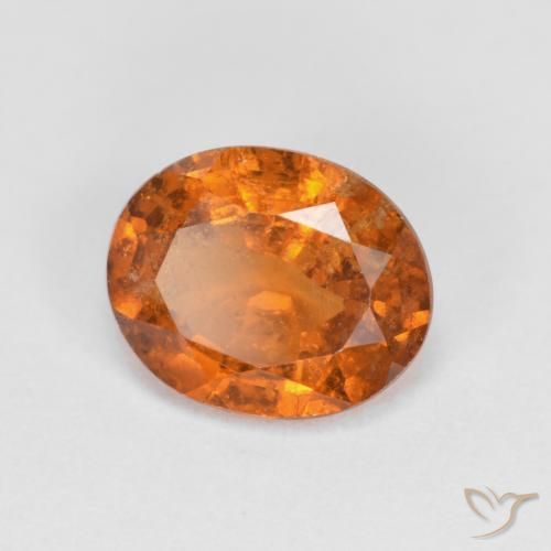 1.75 ct Orange Hessonite Garnet Stone, Natural Hessonite Garnet in Oval Facet Shape for Sale