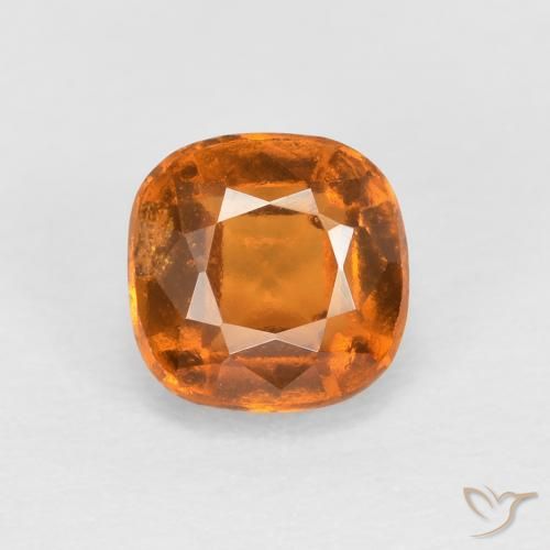 0.90ct Natural Medium Orange Hessonite Garnet, Cushion, SI