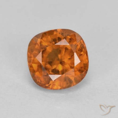 0.87ct Natural Medium-Dark Orange Hessonite Garnet, Cushion, SI