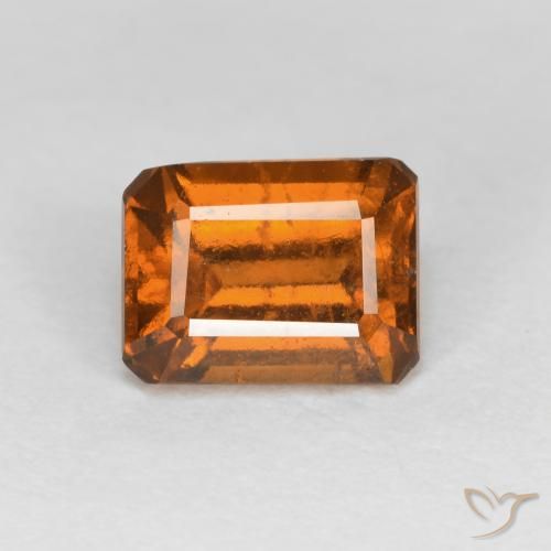 1.25ct Natural Medium Orange Hessonite Garnet, Emerald Cut, VS-SI